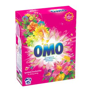 Omo Τροπικά Λουλούδια Σκόνη Πλυντηρίου 45 μεζούρες 2,52kg