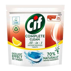 Cif Complete Clean All In 1 Λεμόνι Ταμπλέτες Πλυντηρίου 26 τεμάχια