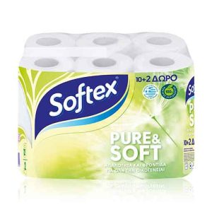 Softex Χαρτί Υγείας Pure Soft 2Φύλλων 10+2 Δώρο