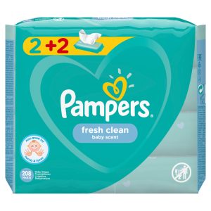 Pampers Fresh Clean Μωρομάντηλα 2×52 τεμάχια +2 Δώρο