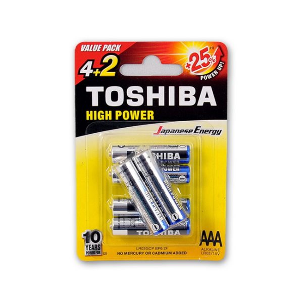Toshiba Alkaline AAA LR6GCP BP-4 Μπαταρίες 4 +2 Δώρο τεμάχια