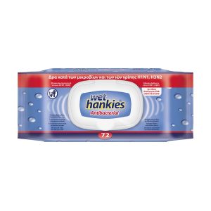 Wet Hankies Υγρά Μαντηλάκια Antibacterial 72 τεμάχια